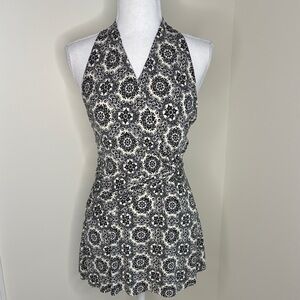 Lipstick Boutique Black and White Floral Halter Top/Dress. Small